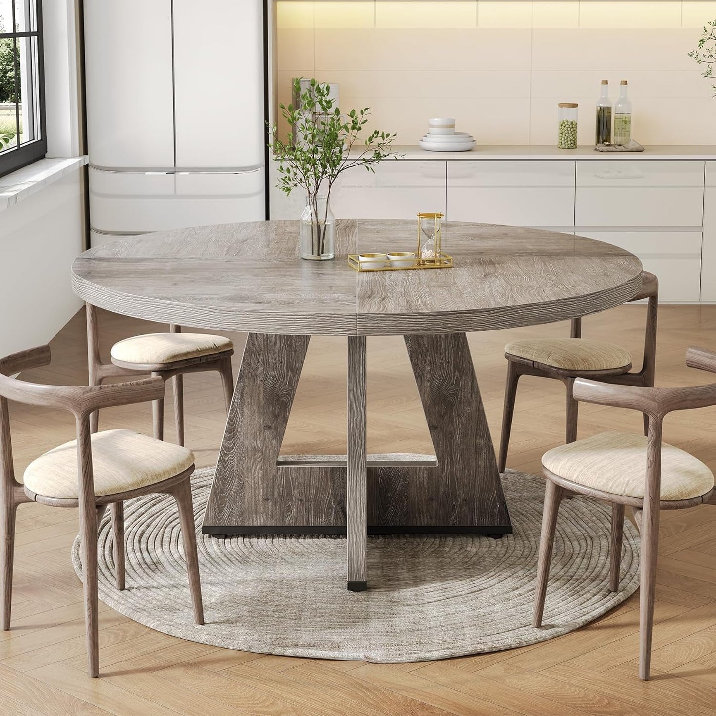 Round Dining Table for 4-6 People, 47 Inches Dining Room Table with