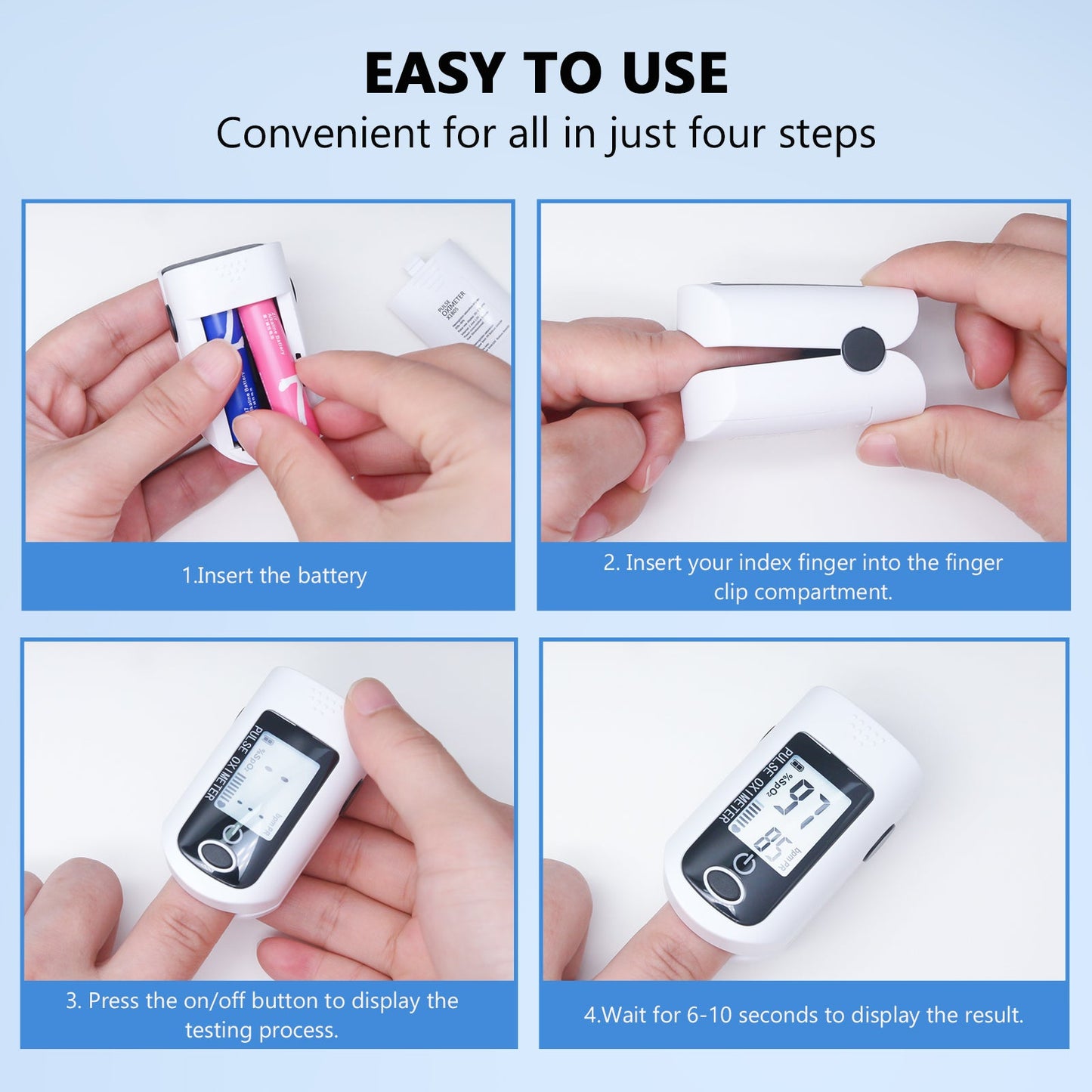 Fingertip Pulse Oximeter Blood Oxygen Meter SpO2 Monitor, Blood Oxygen