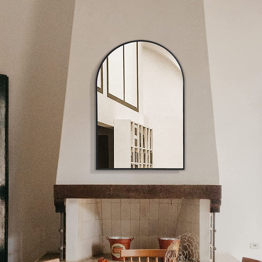 Metal Frame Arched Wall Mirror for Bathroom