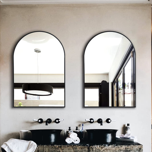 Metal Frame Arched Wall Mirror for Bathroom