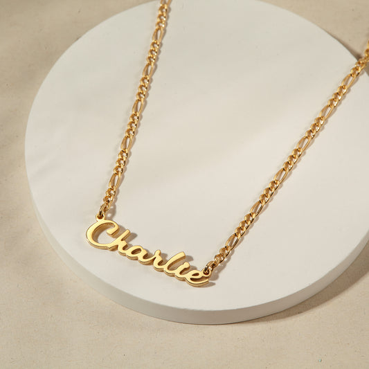 Figaro Chain Necklace For Women, Custom Name Jewelry, Gift For Her