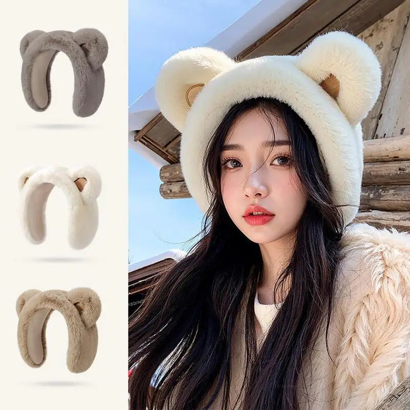Bear Earmuffs Cartoon Little Bear Warm Earmuffs for Girls Winter