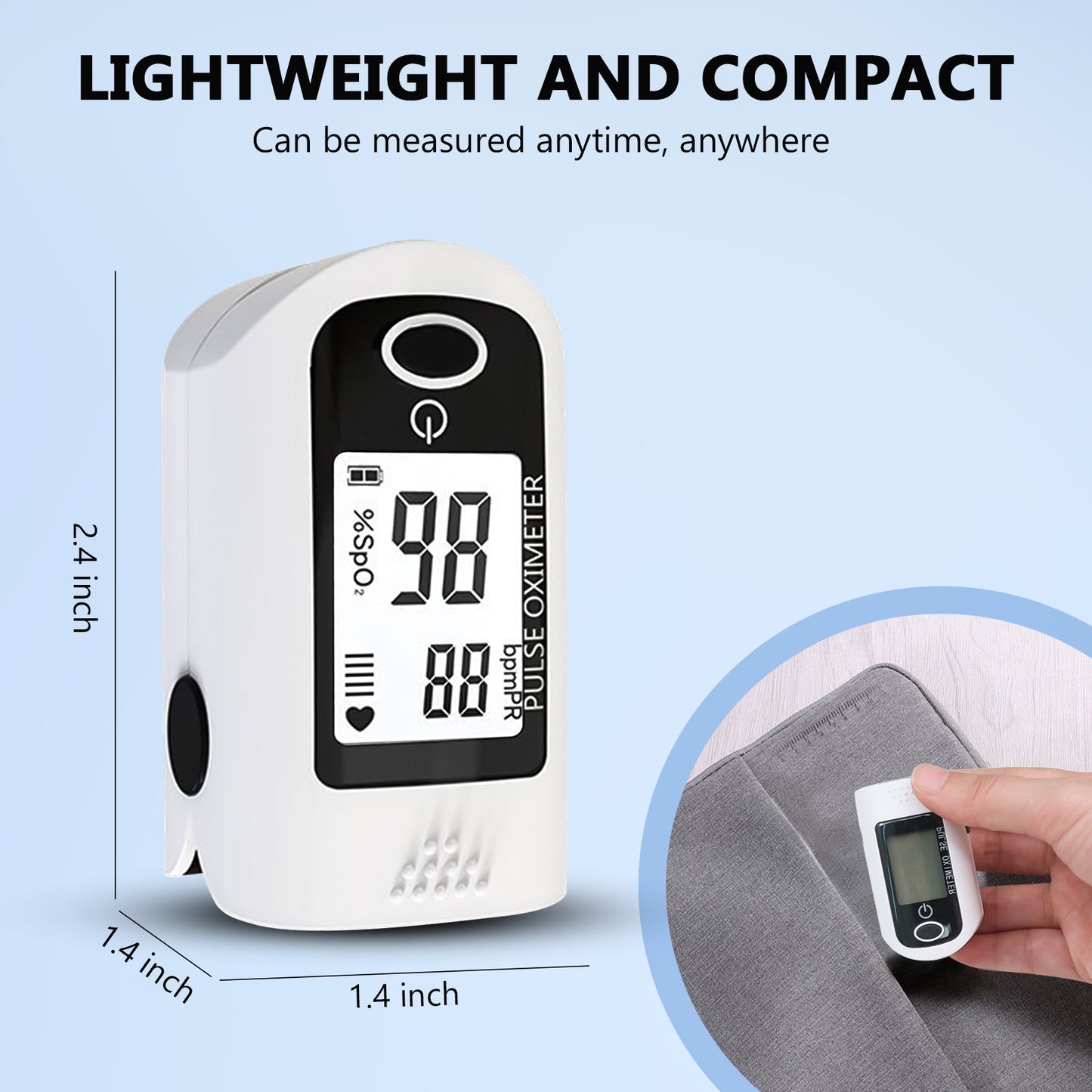 Fingertip Pulse Oximeter Blood Oxygen Meter SpO2 Monitor, Blood Oxygen