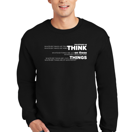 Mens Graphic Sweatshirt - Think on these Things