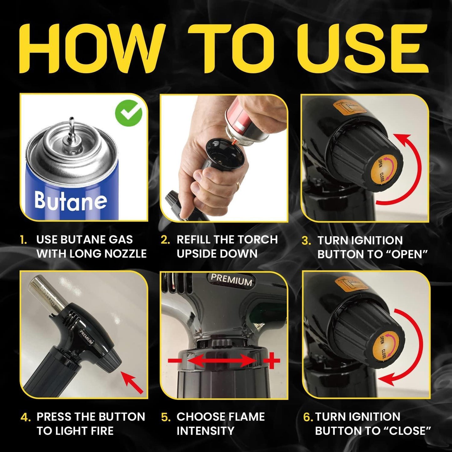 Butane Torch  Refillable Kitchen Torch Lighter Adjustable Flame for