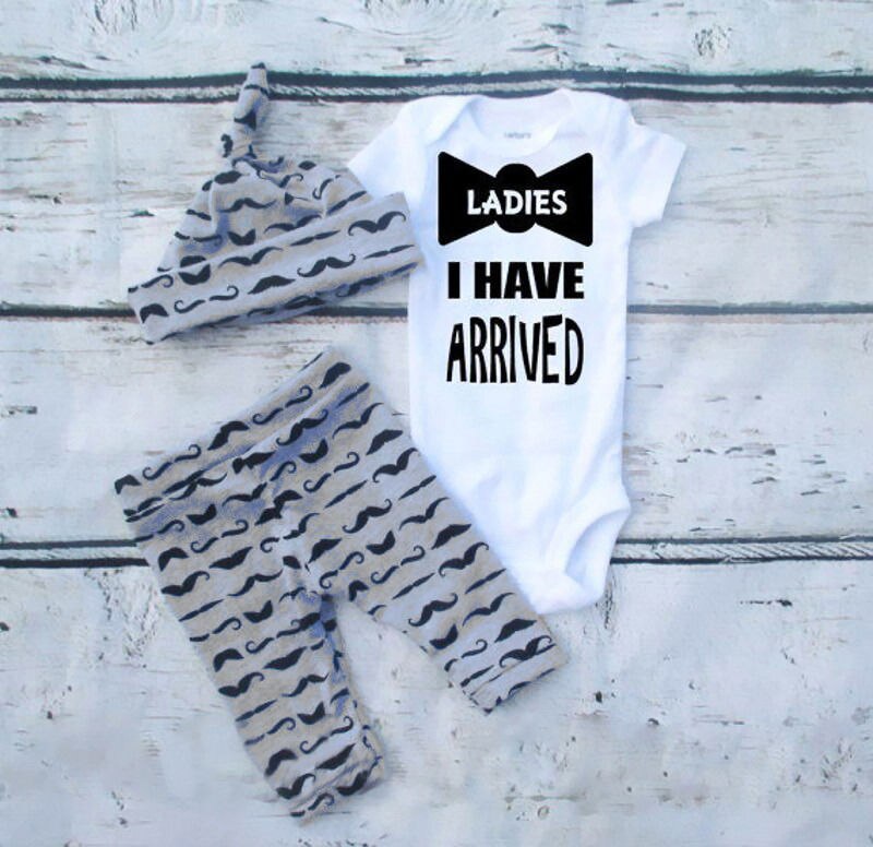 Infant Baby Boys Bowtie Romper Tops Pants