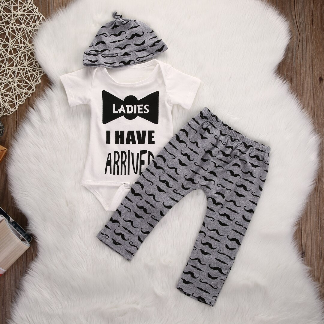 Infant Baby Boys Bowtie Romper Tops Pants
