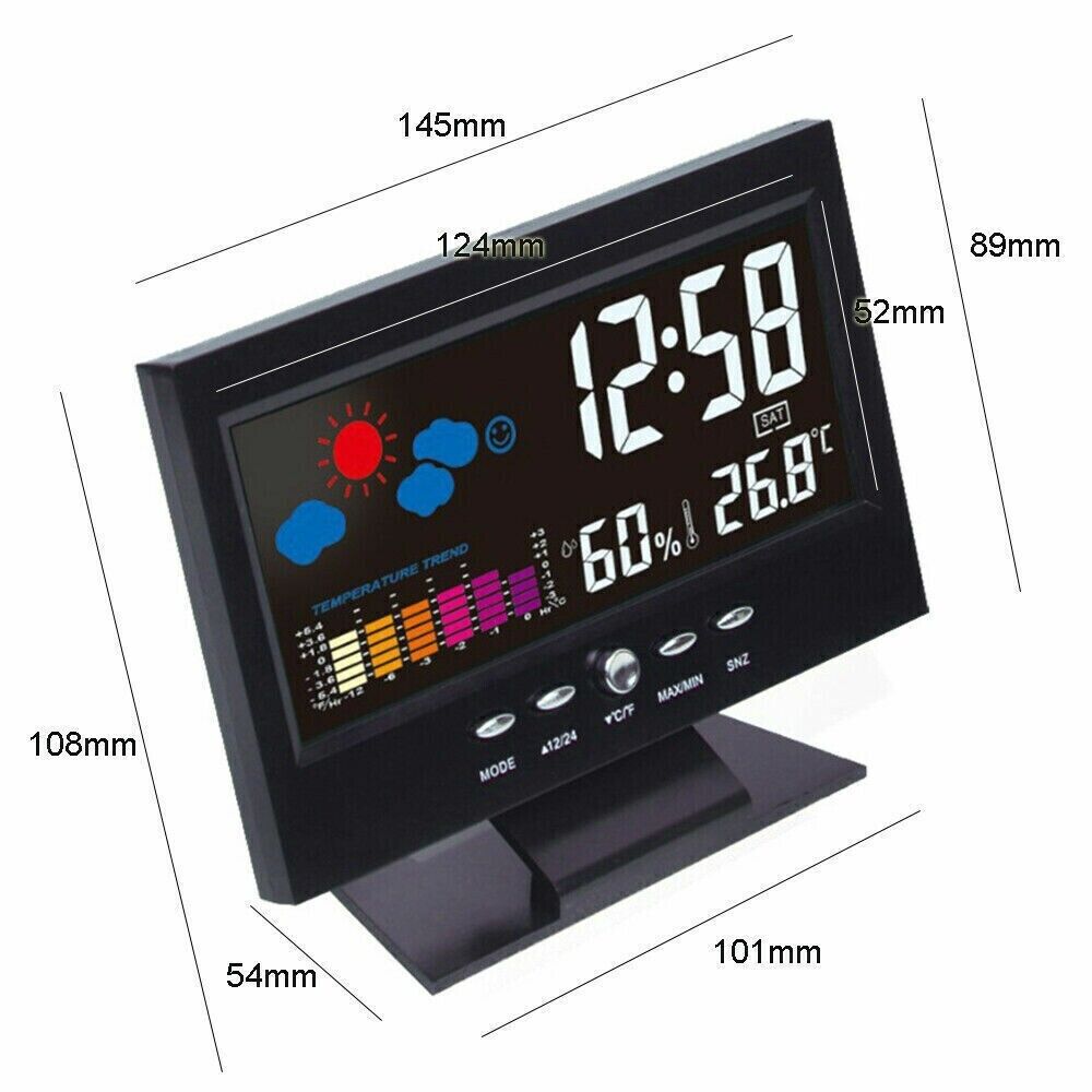 LED Digital Alarm Clock Snooze Calendar Thermometer Hygrometer Weather