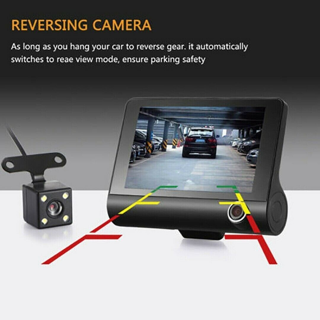 1080P 4" Dual Lens HD Car DVR Rearview Video Dash Cam Recorder Camera