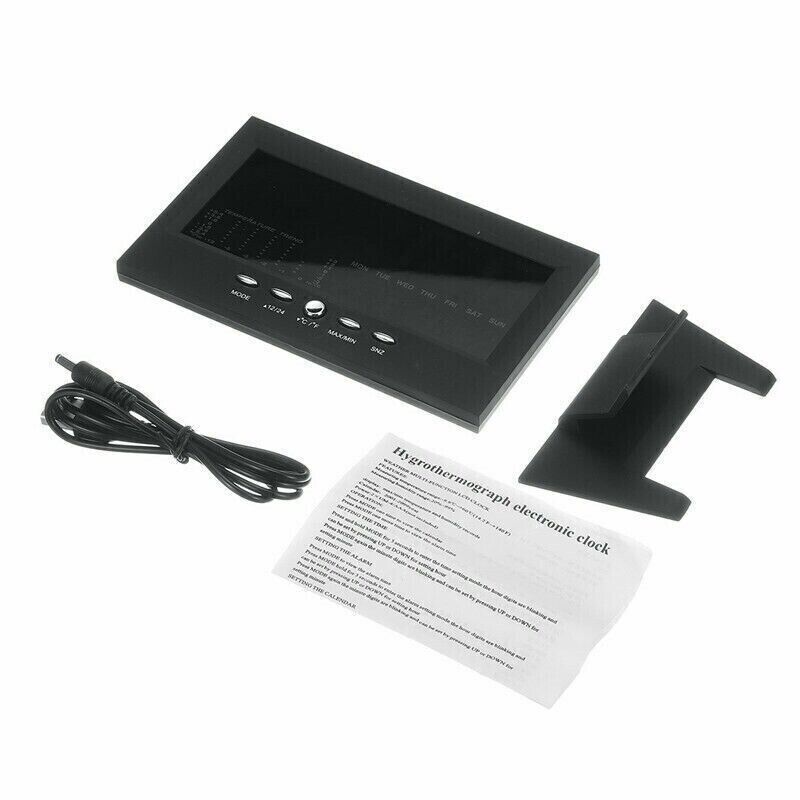 LED Digital Alarm Clock Snooze Calendar Thermometer Hygrometer Weather