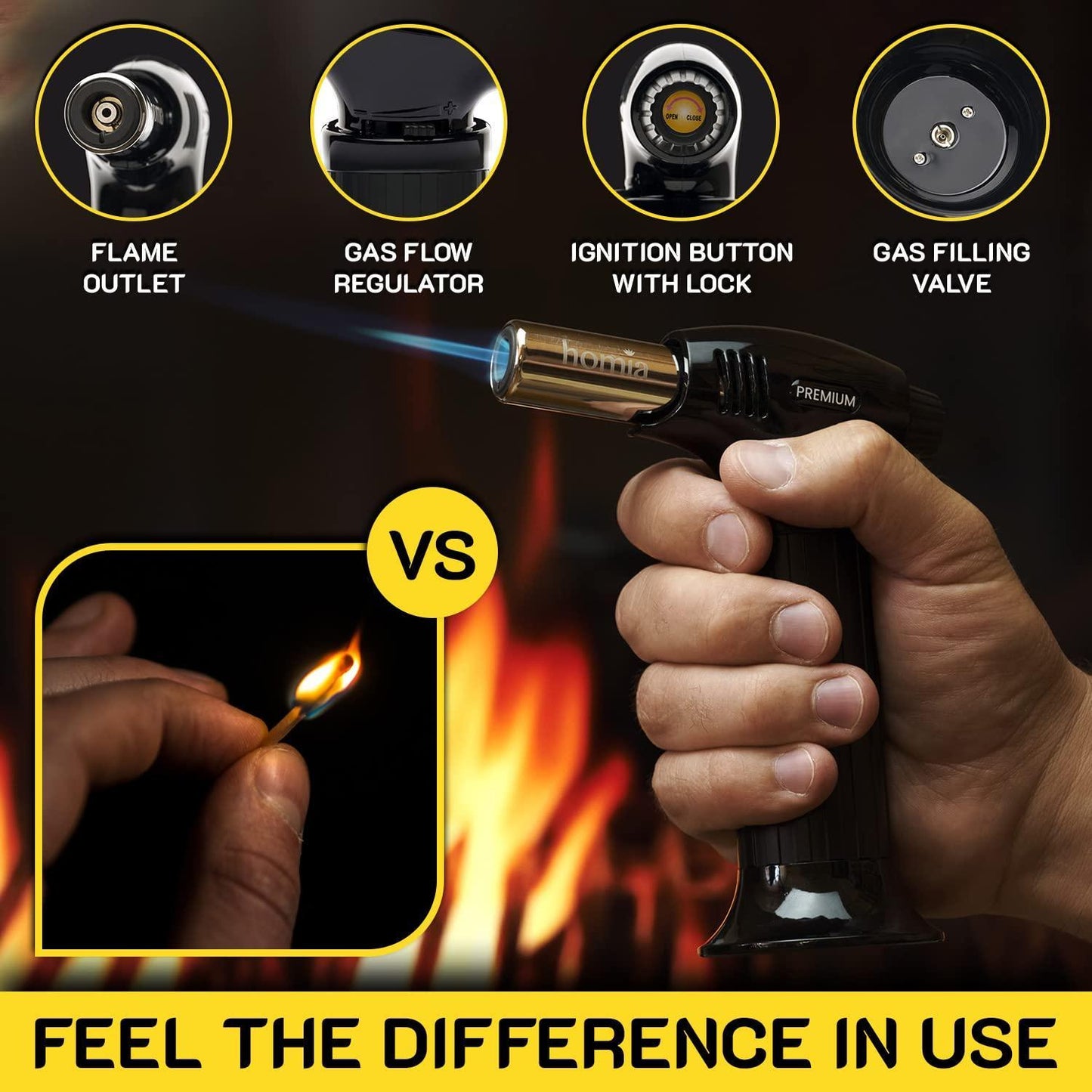 Butane Torch  Refillable Kitchen Torch Lighter Adjustable Flame for