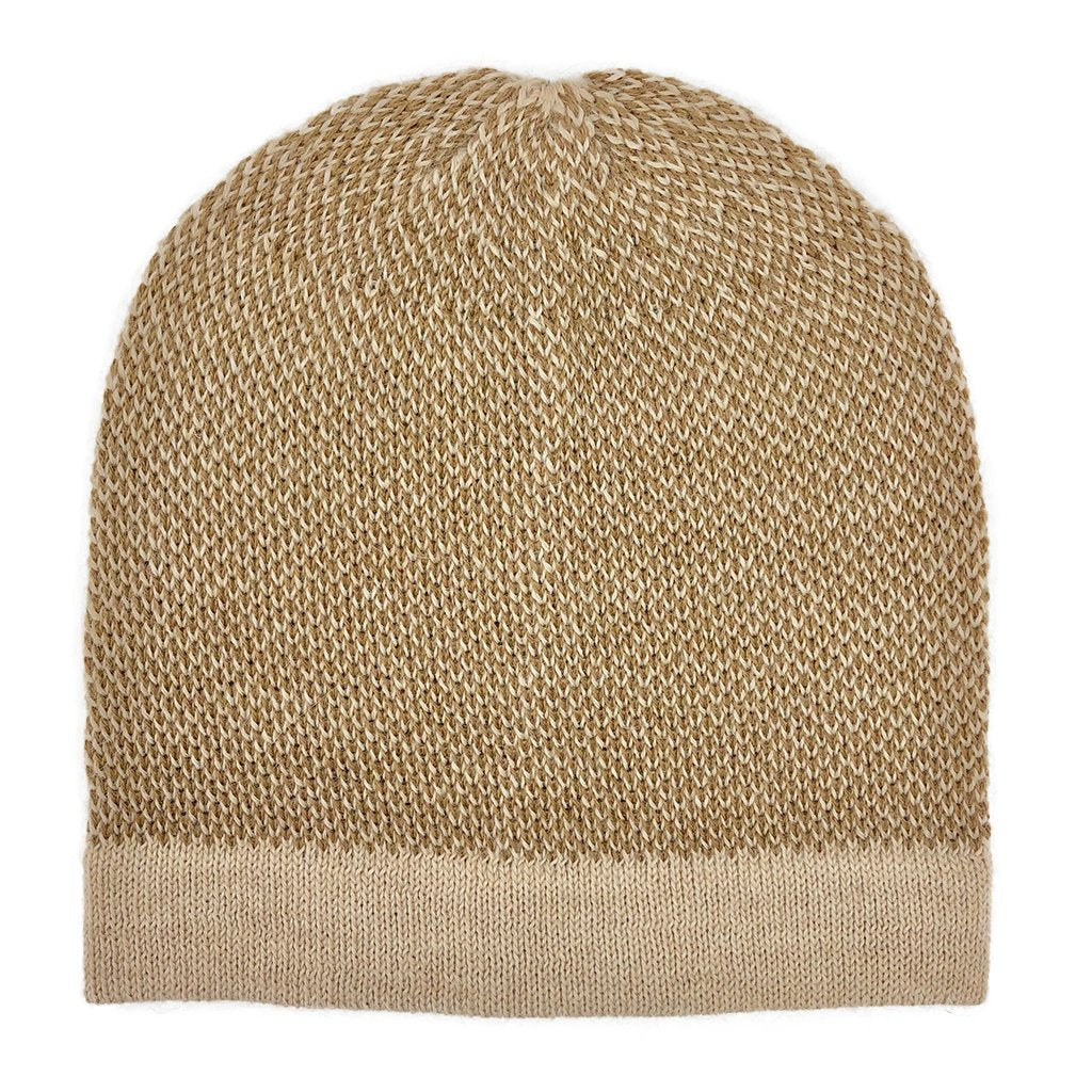 Camel Interwoven 100% Alpaca Beanie