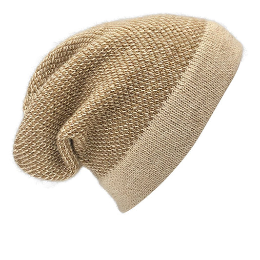 Camel Interwoven 100% Alpaca Beanie