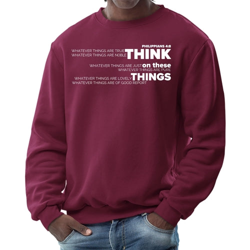 Mens Graphic Sweatshirt - Think on these Things