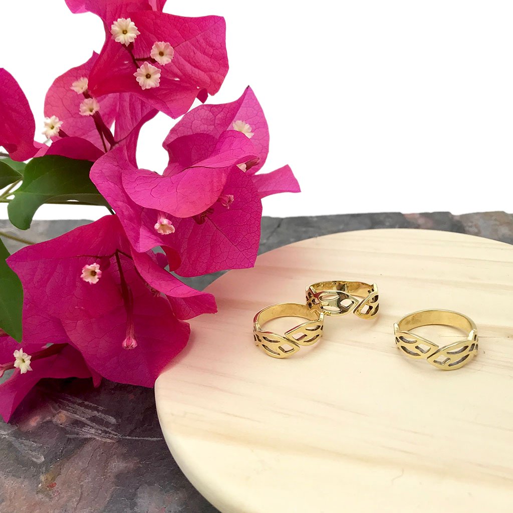 Cambodian Leaf Ring Brass from recycled bombshell + bullet casings